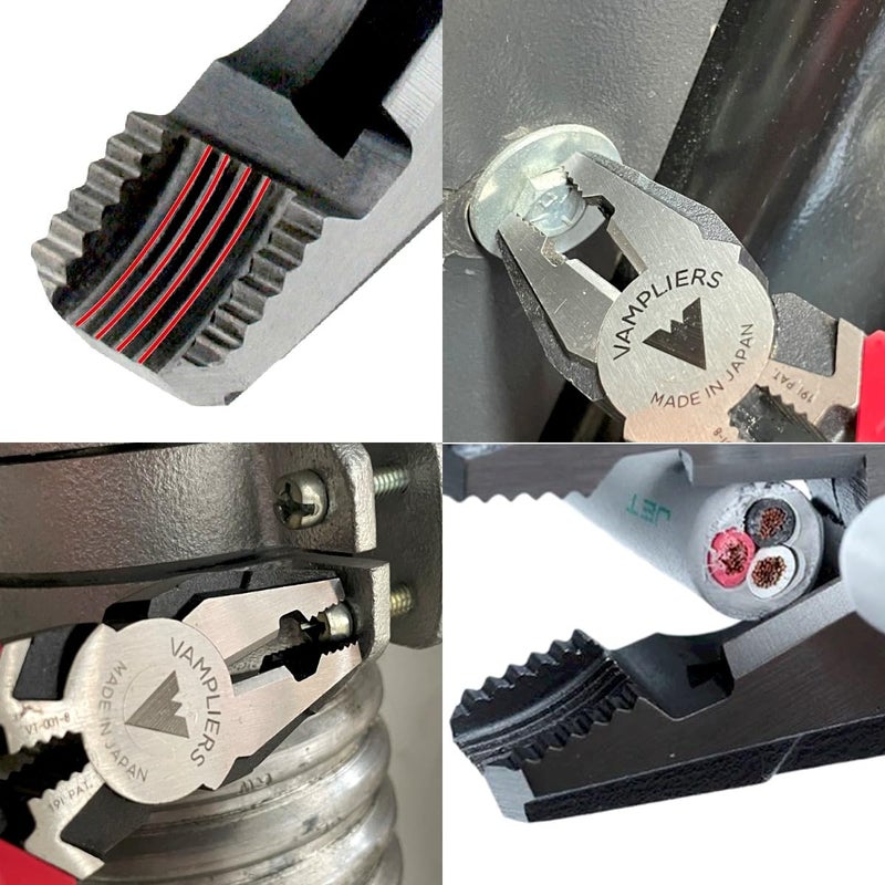 VAMPLIERS 2-PC Stripped Screw Extractor Pliers Set. Made in Japan. 8" Linesman + 6.25" Combination Pliers. High Carbon Steel. - Image 3